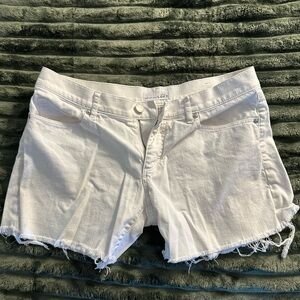 LOFT Women's Frayed Hem White Jean Shorts